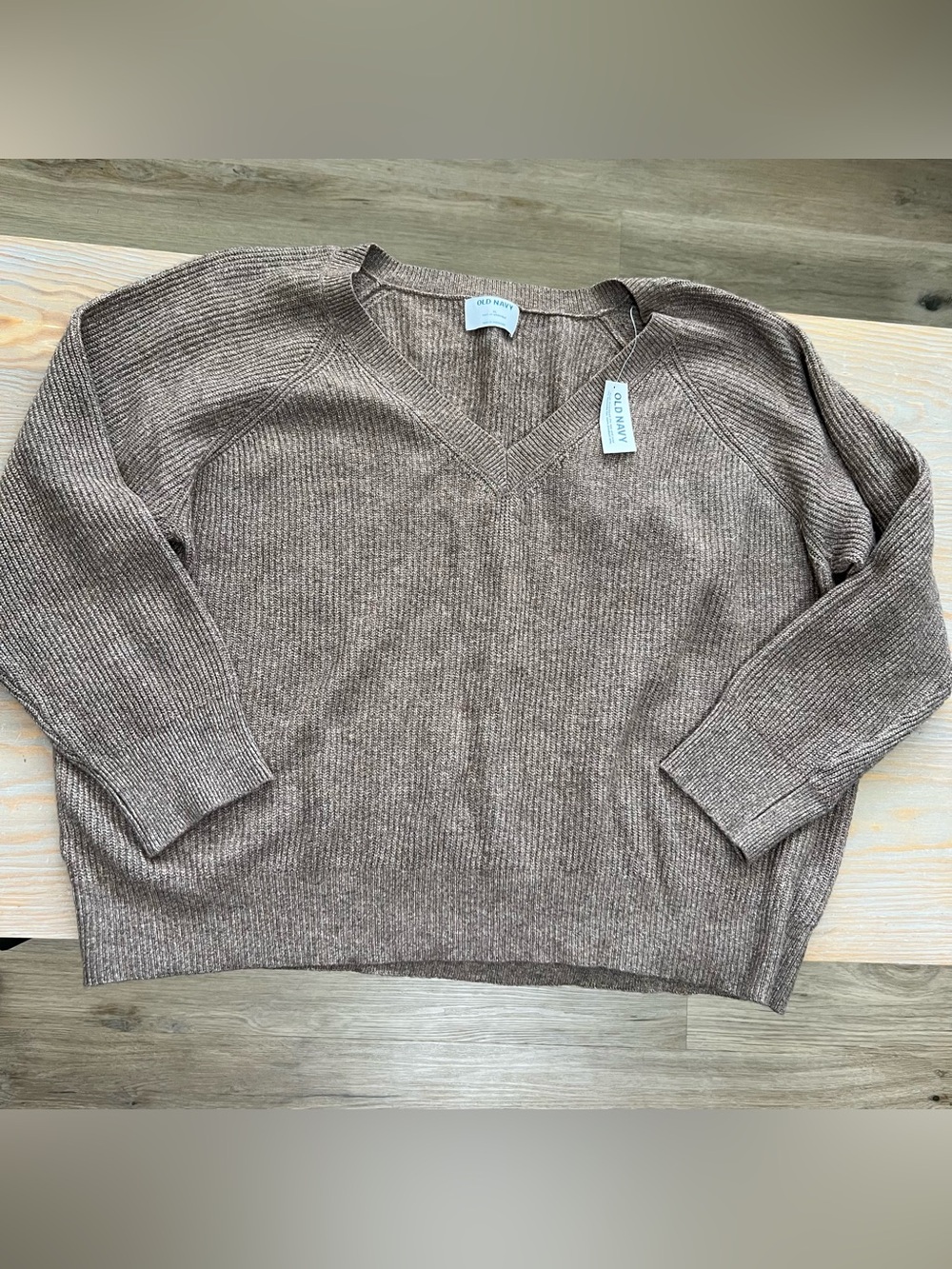 Old Navy long sleeve cotton crew neck sweater size XL light taupe brown